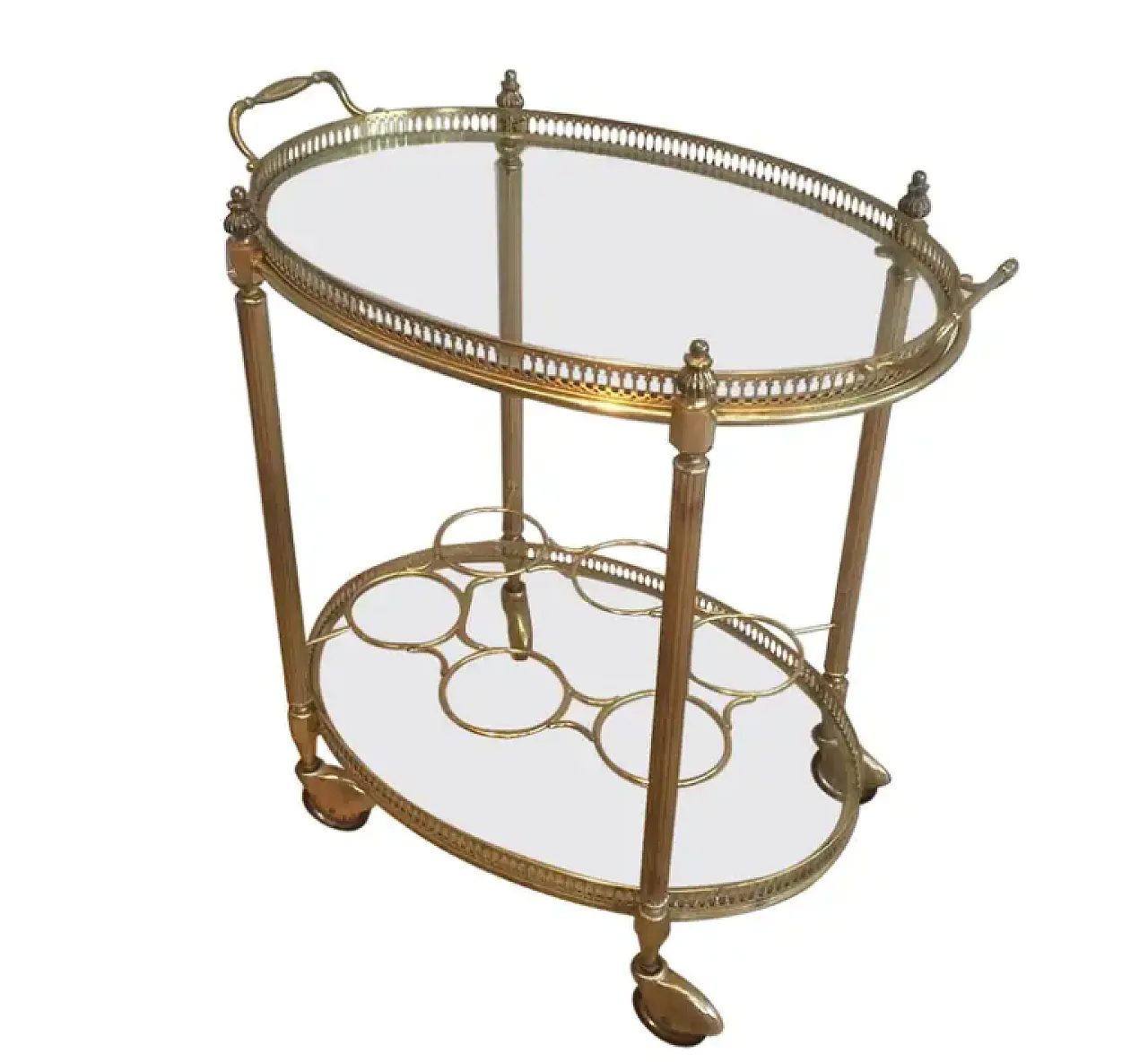 Oval brass drinks cart, 1940s 1