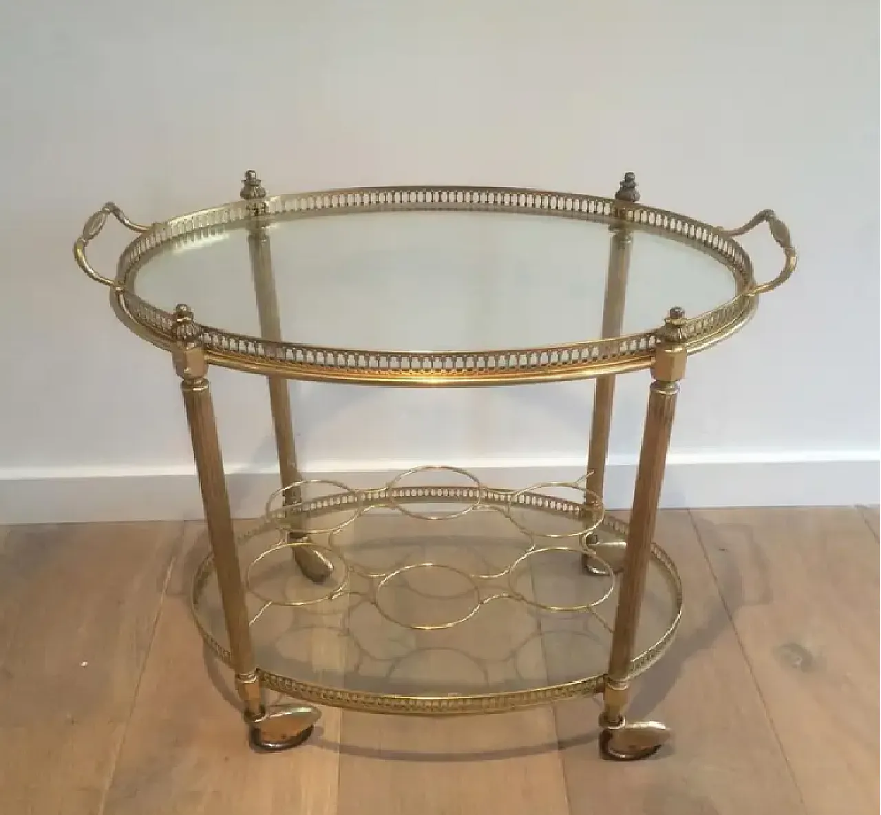 Oval brass drinks cart, 1940s 6