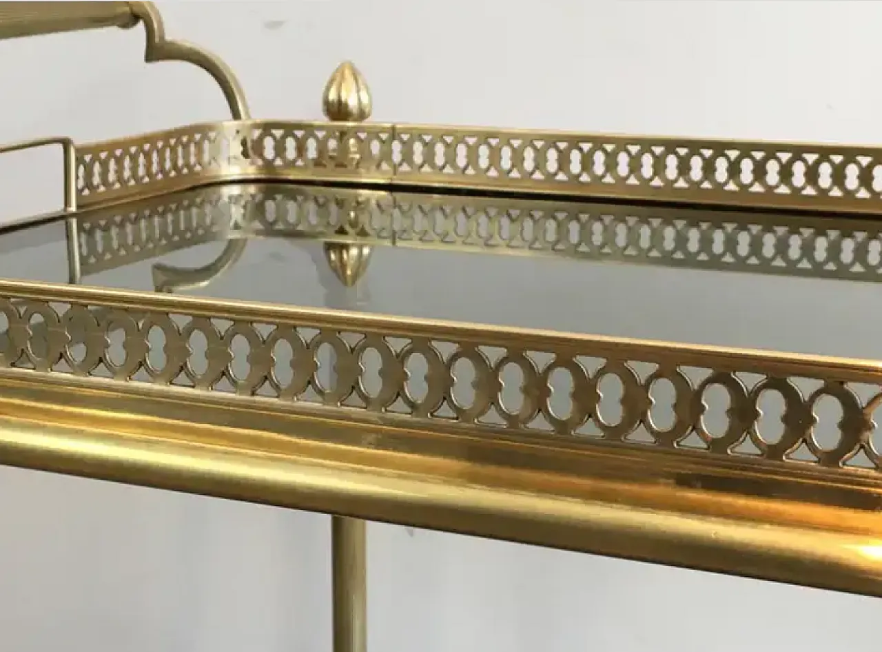 Brass drinks trolley with glass shelves, 1940s 14