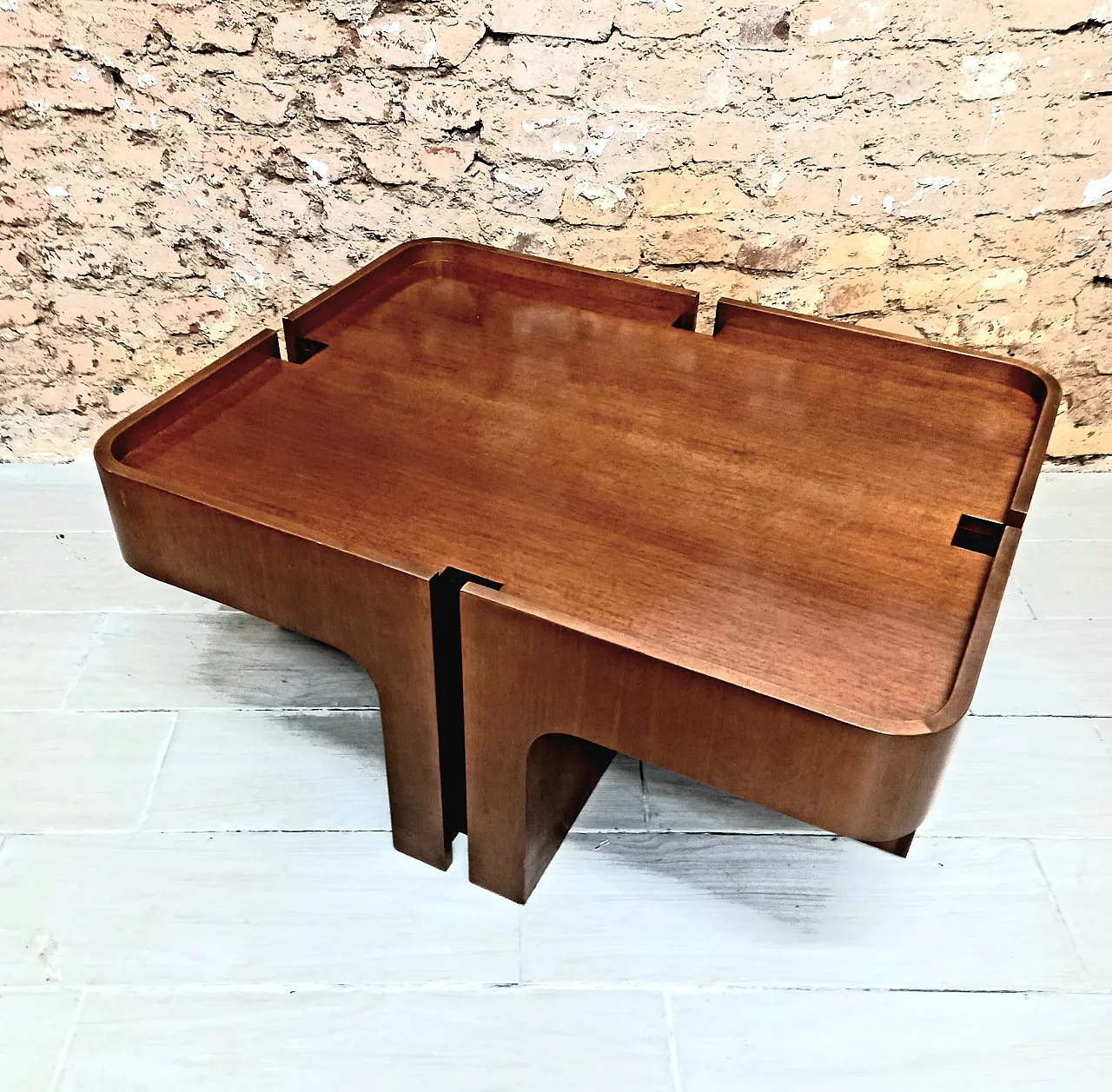 80s wooden coffee table by Studio Smania Interni 1