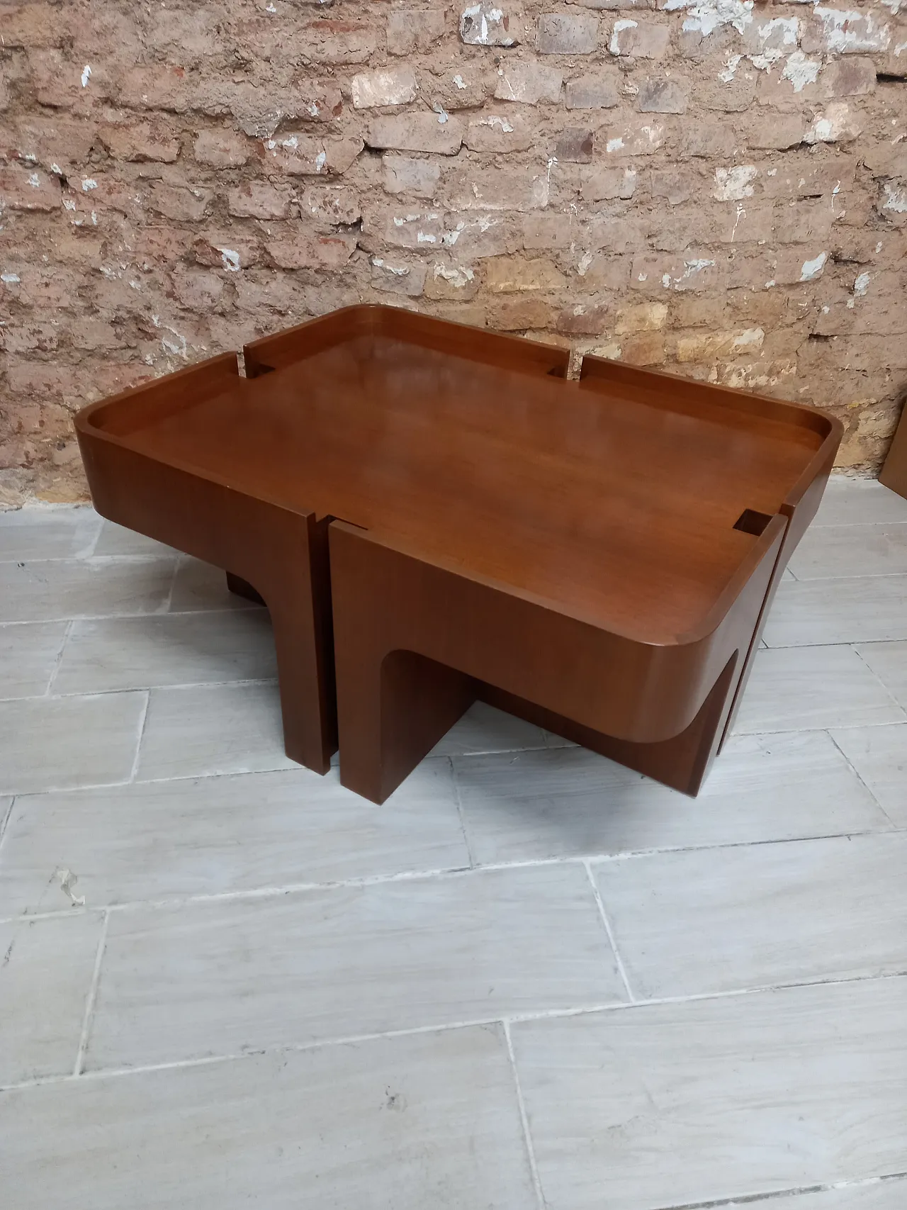 80s wooden coffee table by Studio Smania Interni 2