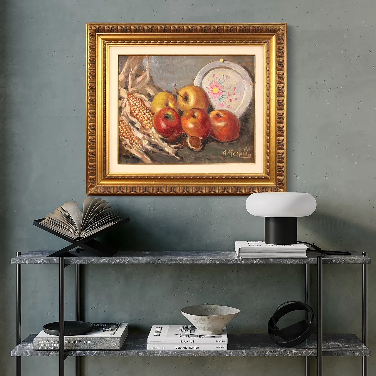 Italian painting signed A. Merello still life from the 20th century 3