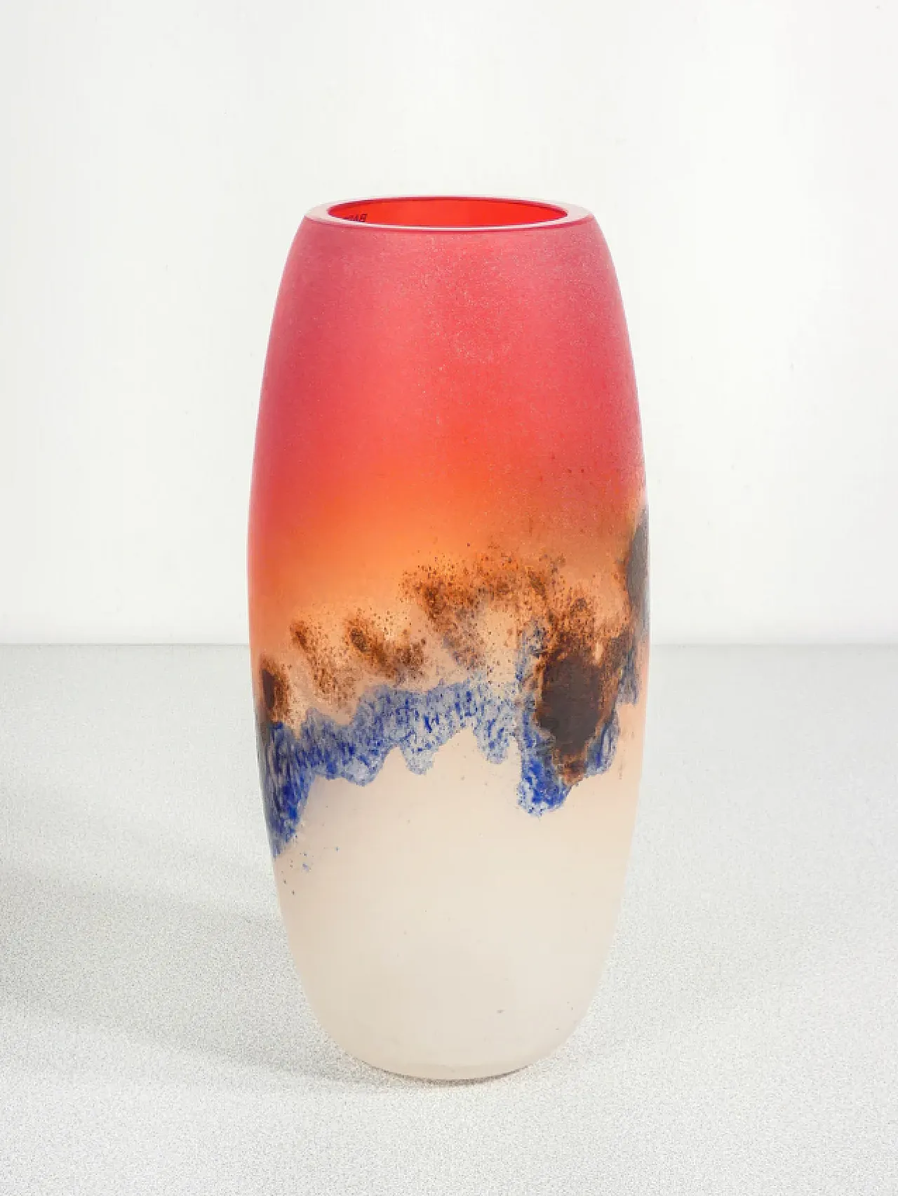 Vaso Scavo in vetro sonoro soffiato di Alfredo Barbini, anni '70 3