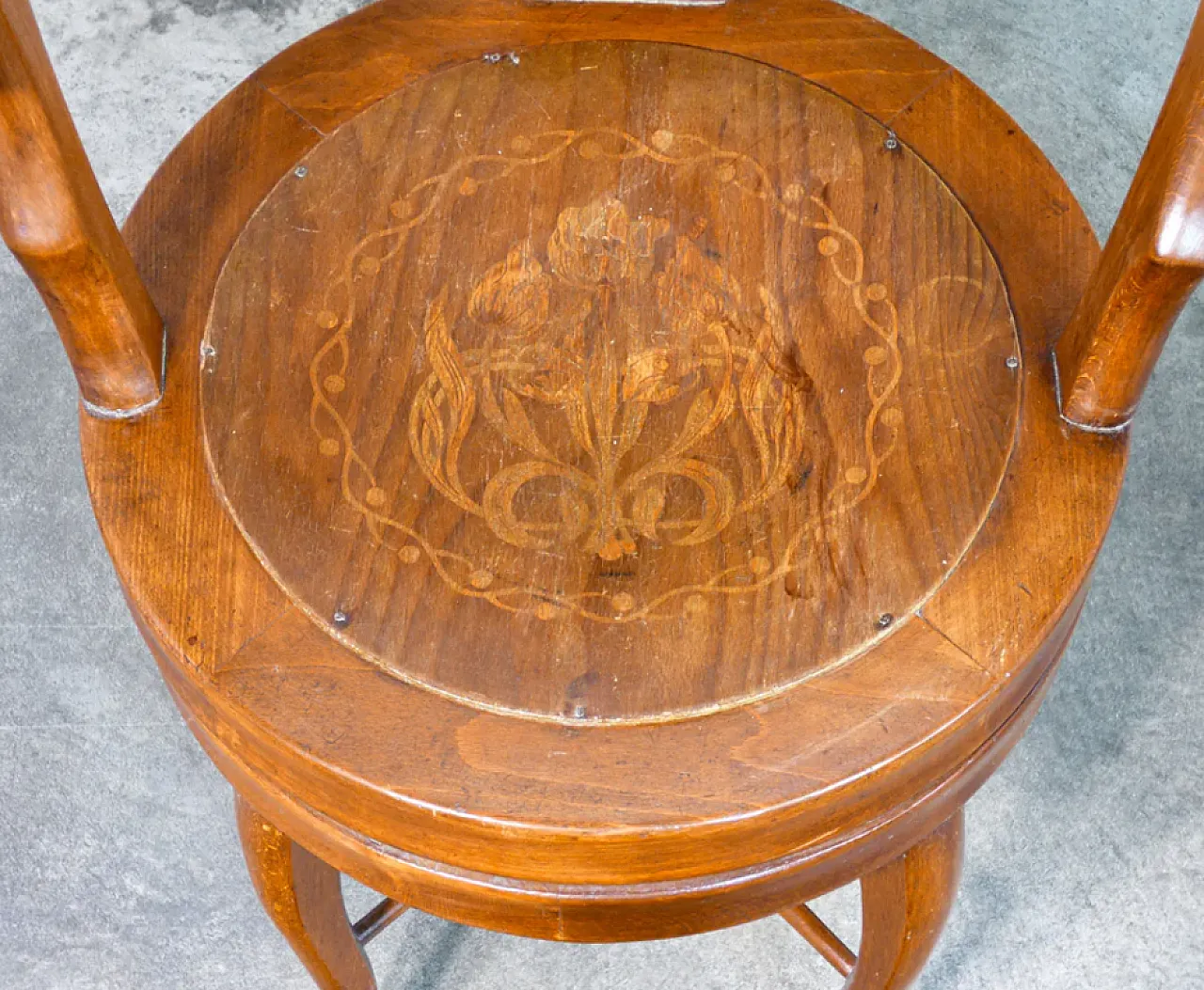 Solid walnut swivel barber's armchair, early 20th century 1