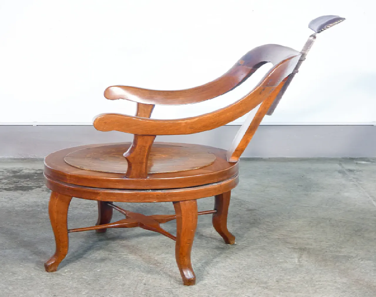 Solid walnut swivel barber's armchair, early 20th century 8