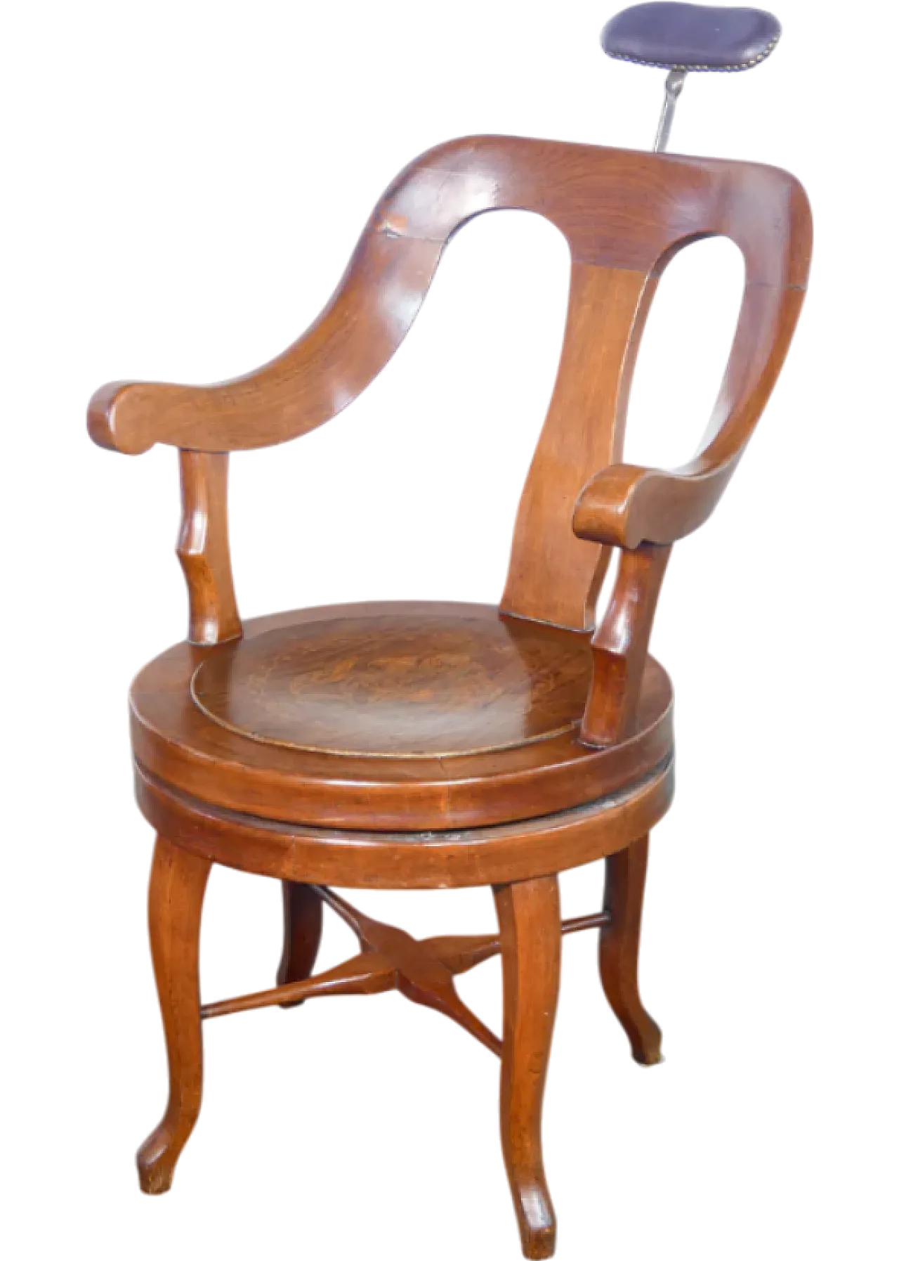 Solid walnut swivel barber's armchair, early 20th century 9