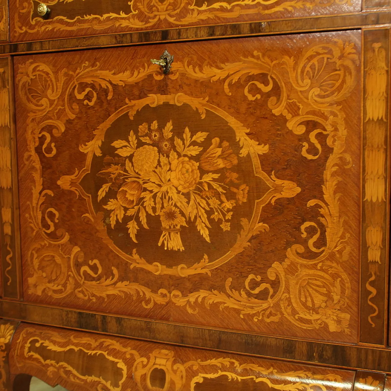 Large inlaid wooden bar cabinet sideboard, 20th century 12