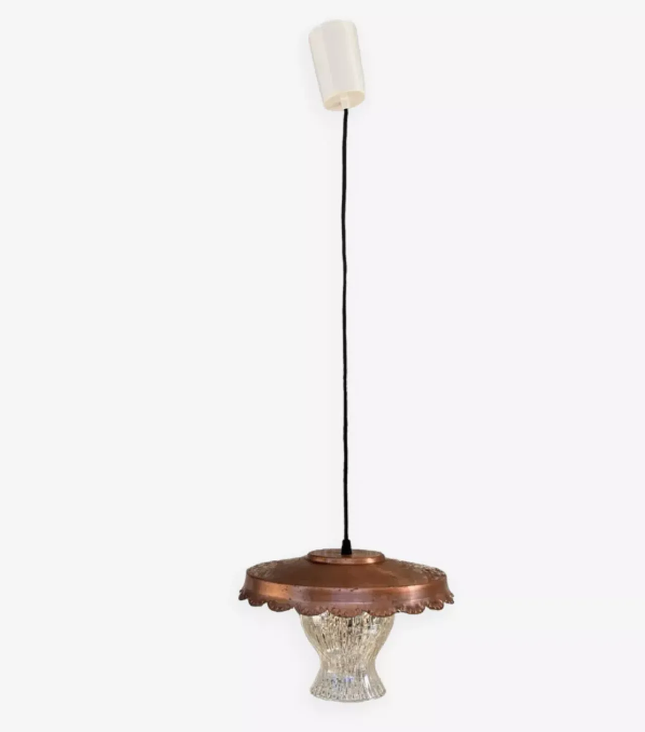 Rustic copper pendant lamp, 1970s 1