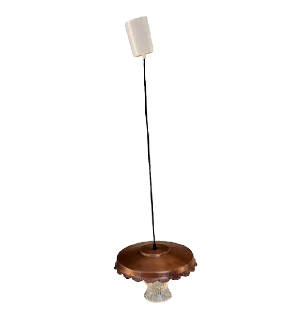 Rustic copper pendant lamp, 1970s 2