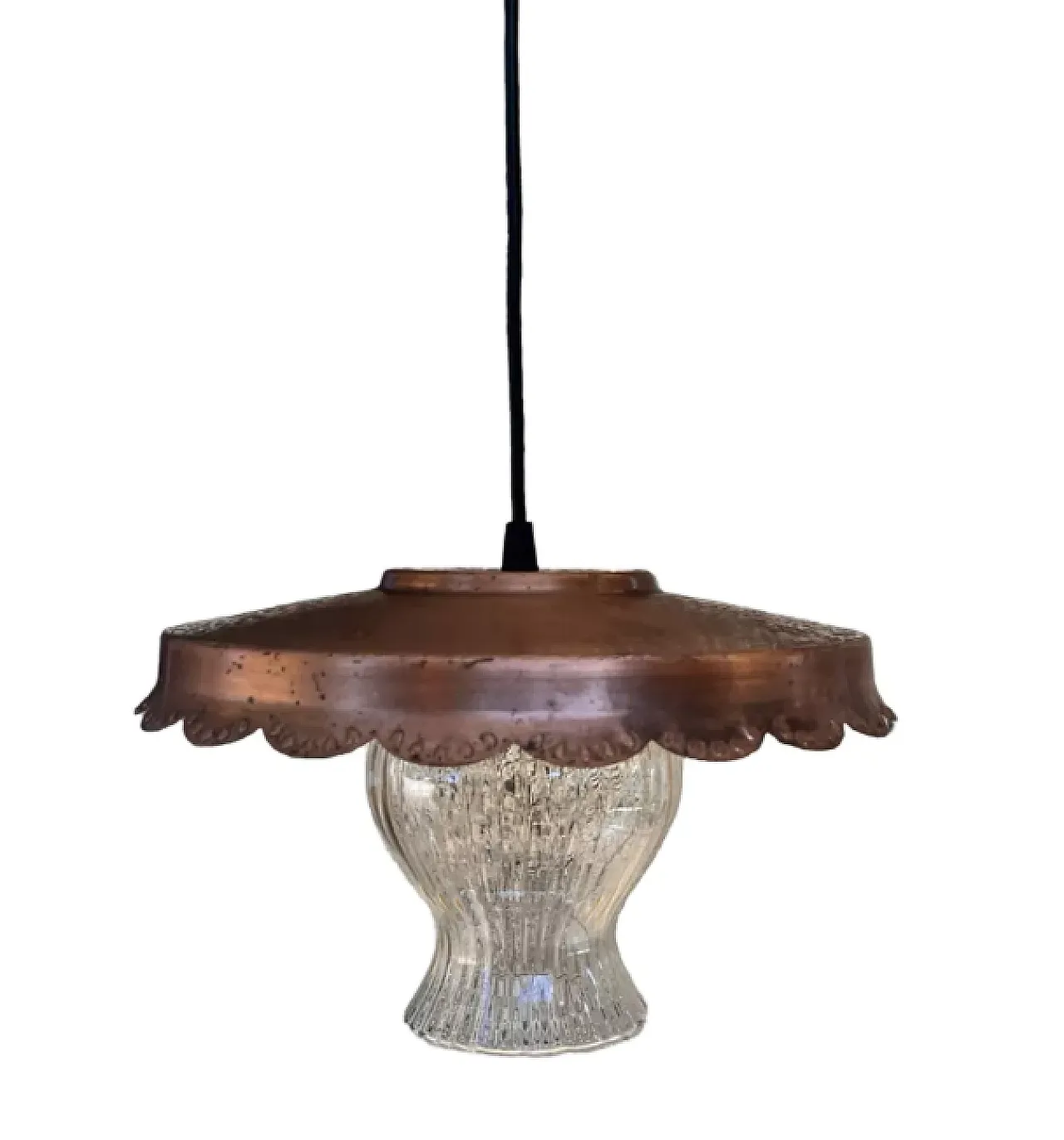 Rustic copper pendant lamp, 1970s 3