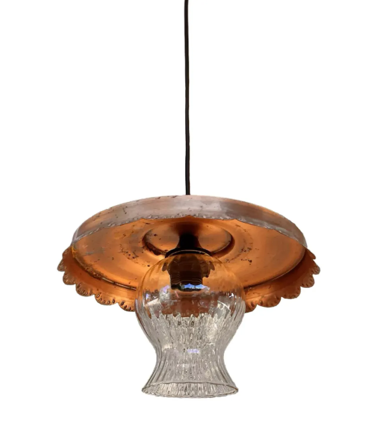 Rustic copper pendant lamp, 1970s 4