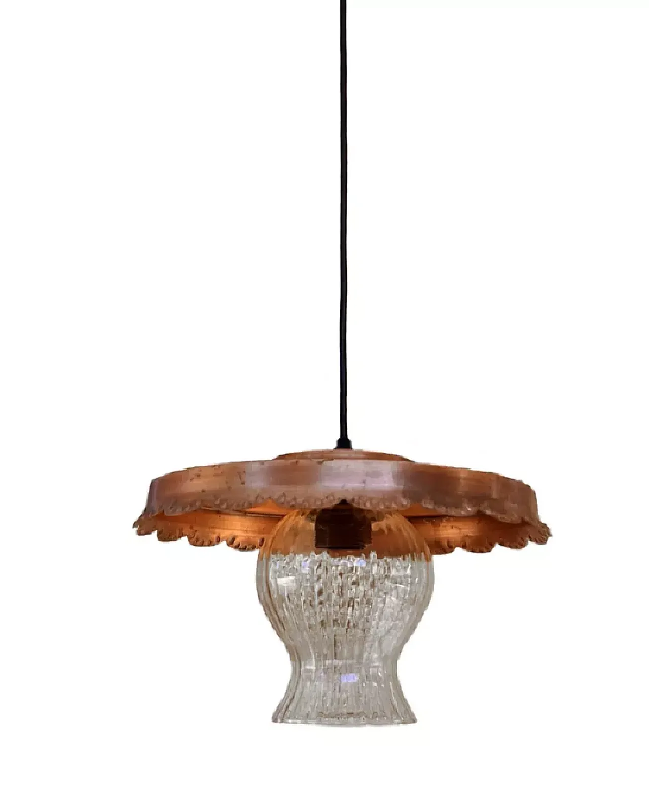 Rustic copper pendant lamp, 1970s 5