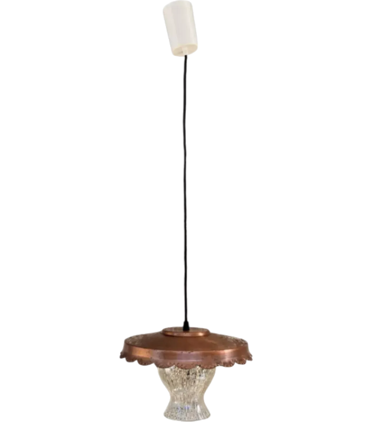 Rustic copper pendant lamp, 1970s 7