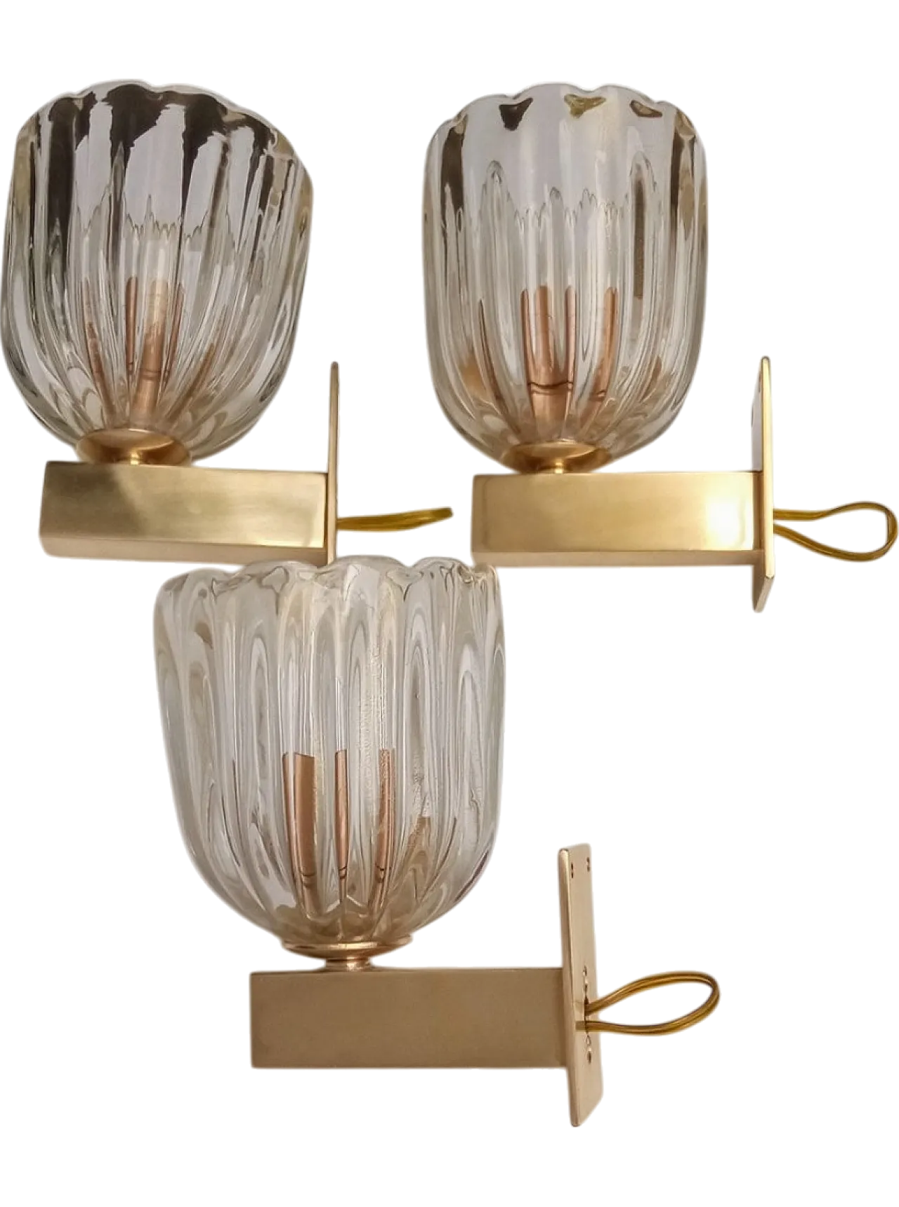 3 Wall lamps attributed to Archimede Seguso for Seguso, 1940s 12