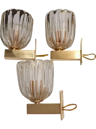 3 Wall lamps attributed to Archimede Seguso for Seguso, 1940s