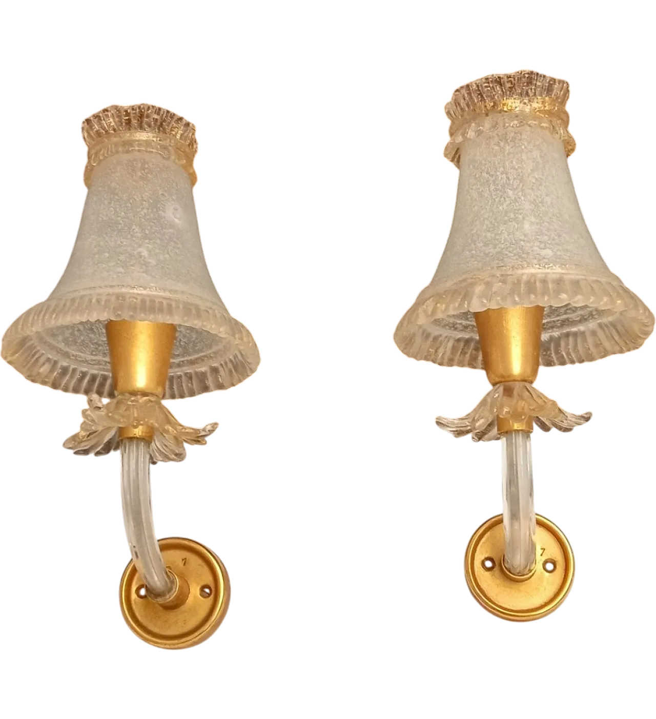 Pair of wall lamps attributed to Archimede Seguso for Seguso, 1950s 11