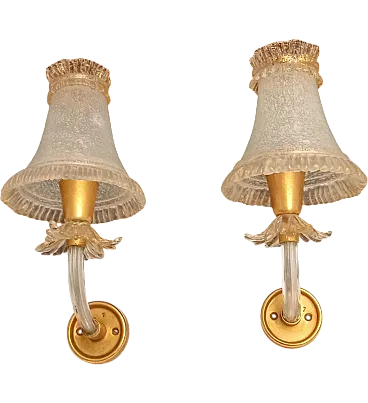 Pair of wall lamps attributed to Archimede Seguso for Seguso, 1950s