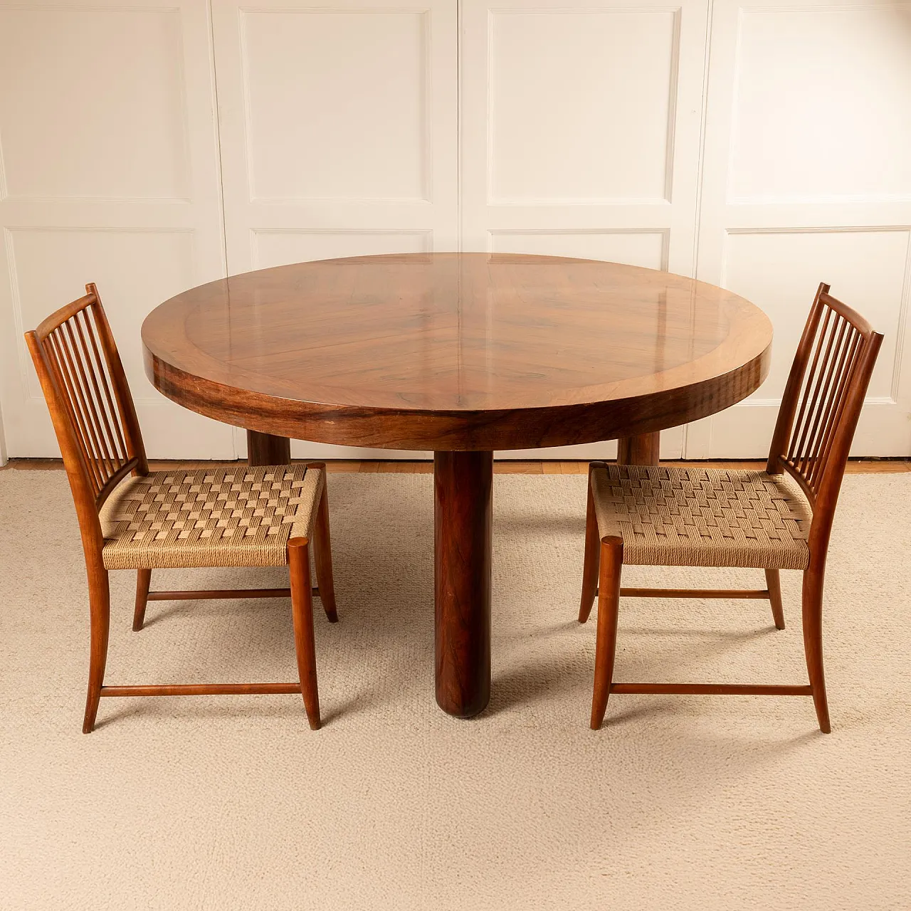 Pair of wooden and rope chairs by Paolo Buffa, 1950s 9