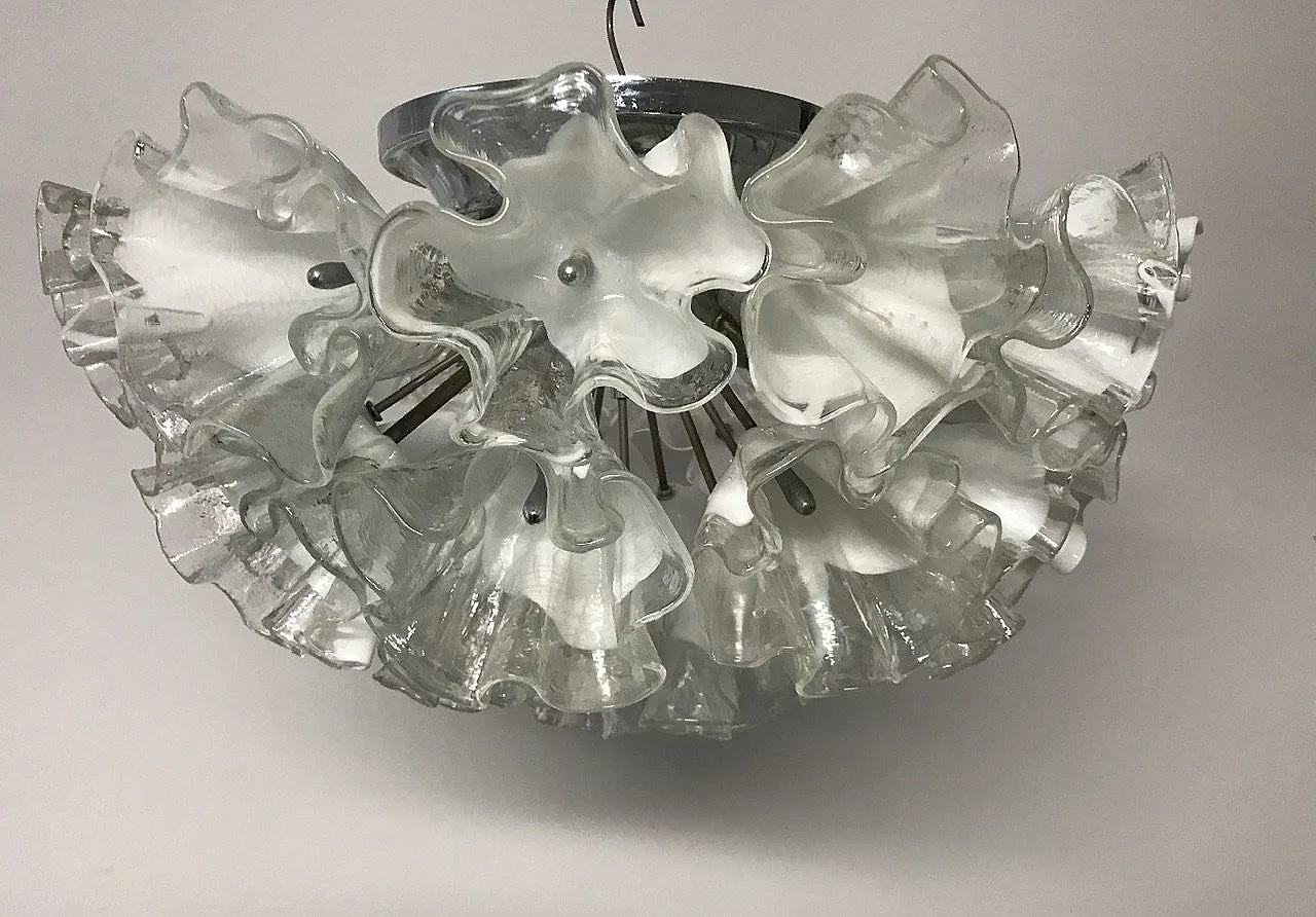 Large Murano Glass Flower Ceiling Light by Venini, 1960s 5