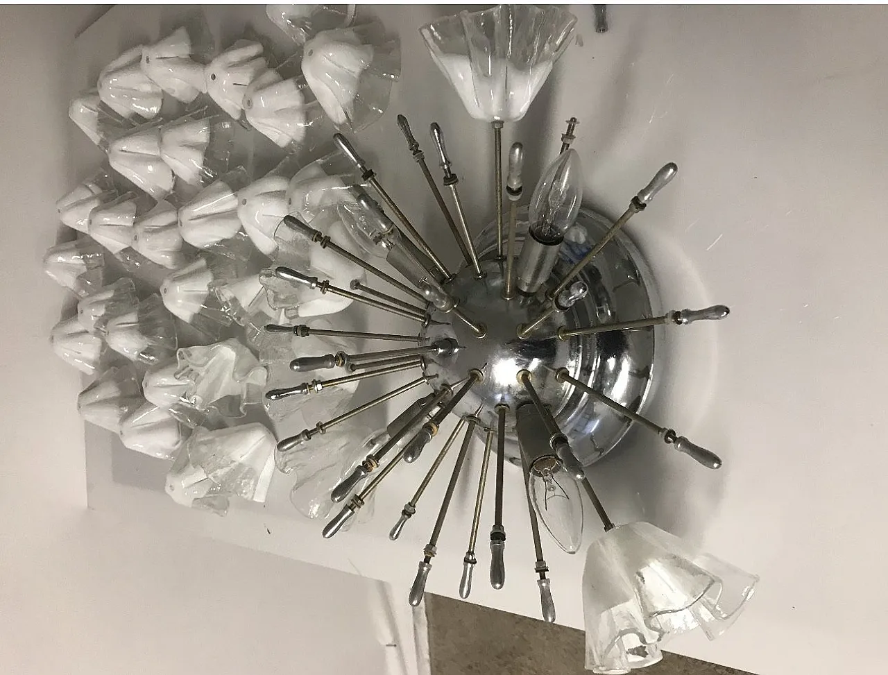 Large Murano Glass Flower Ceiling Light by Venini, 1960s 16