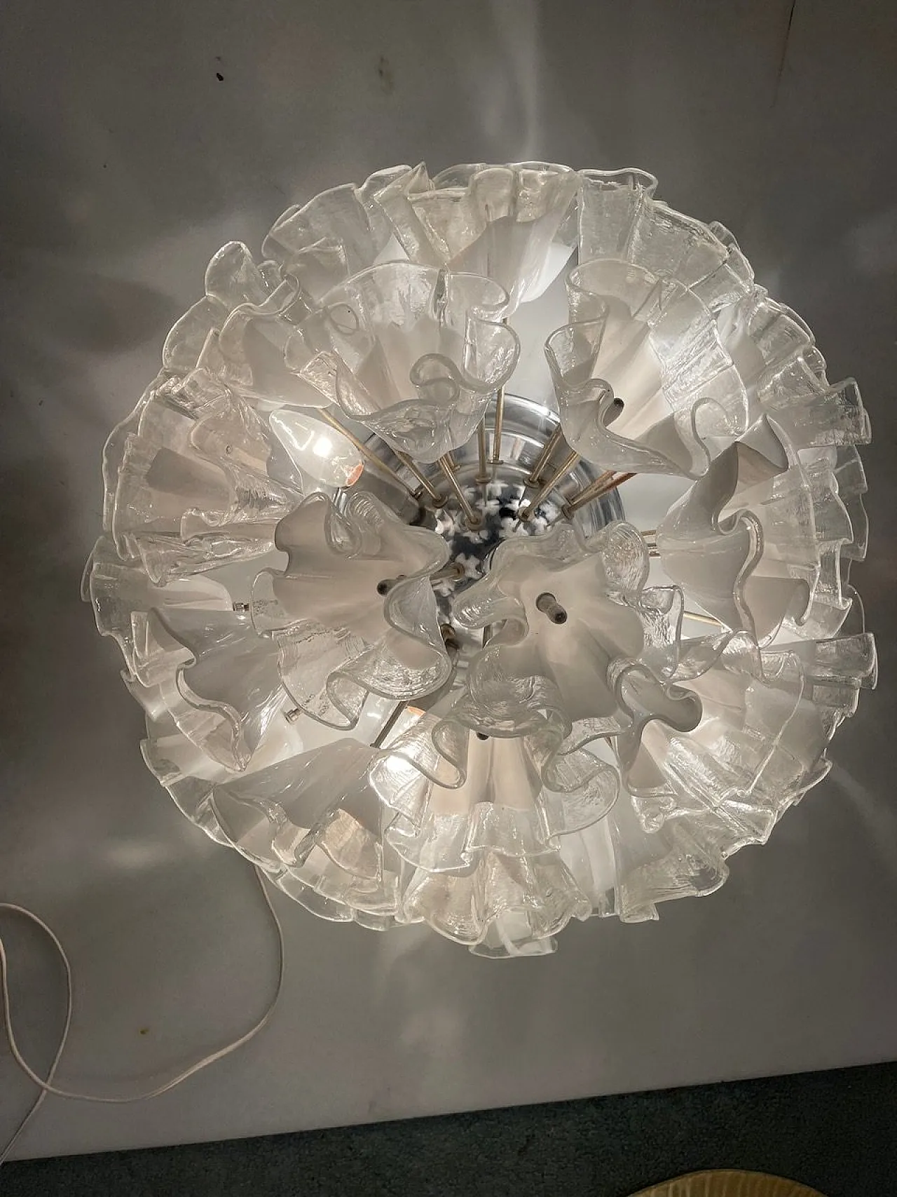 Large Murano Glass Flower Ceiling Light by Venini, 1960s 19