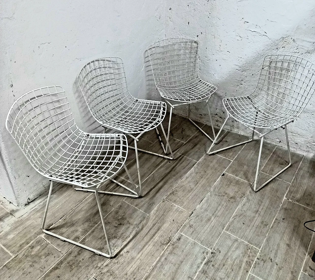 Set of 4 Bertoia chairs for Knoll 1