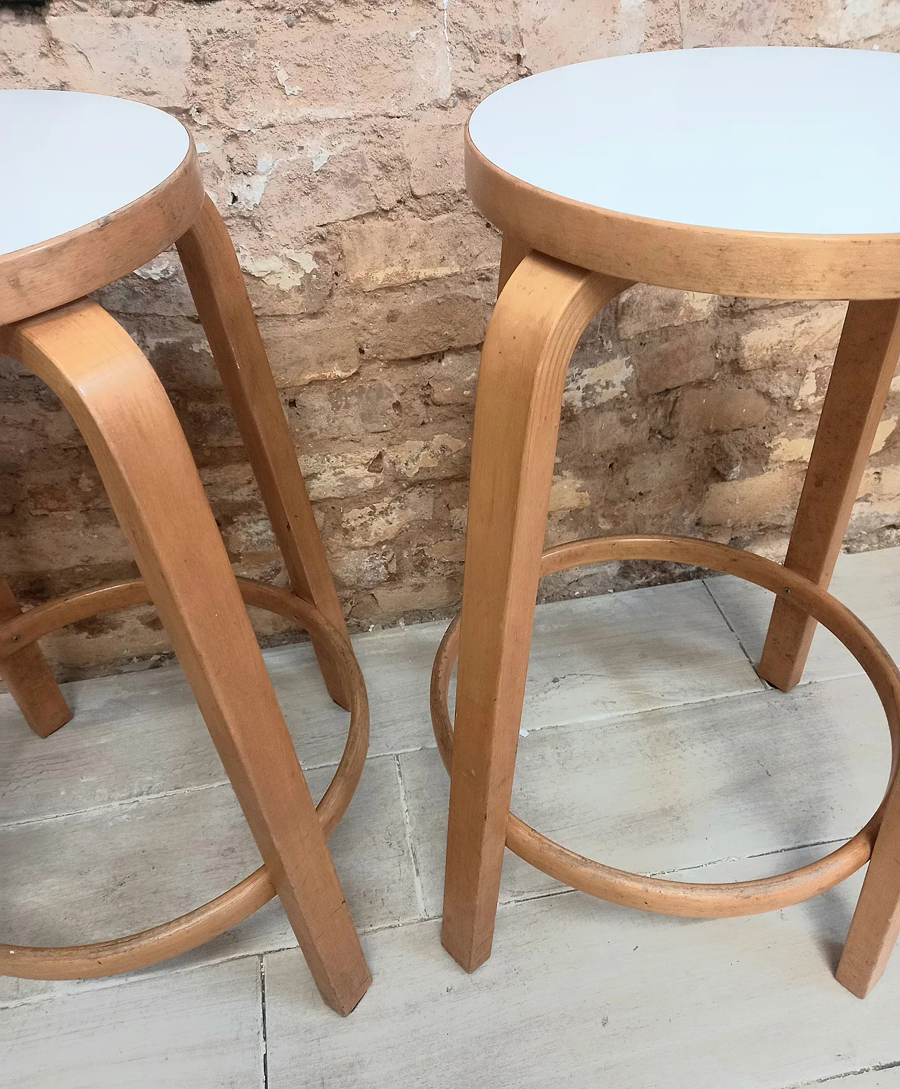 Pair of Alvar Aalto bar stools 5