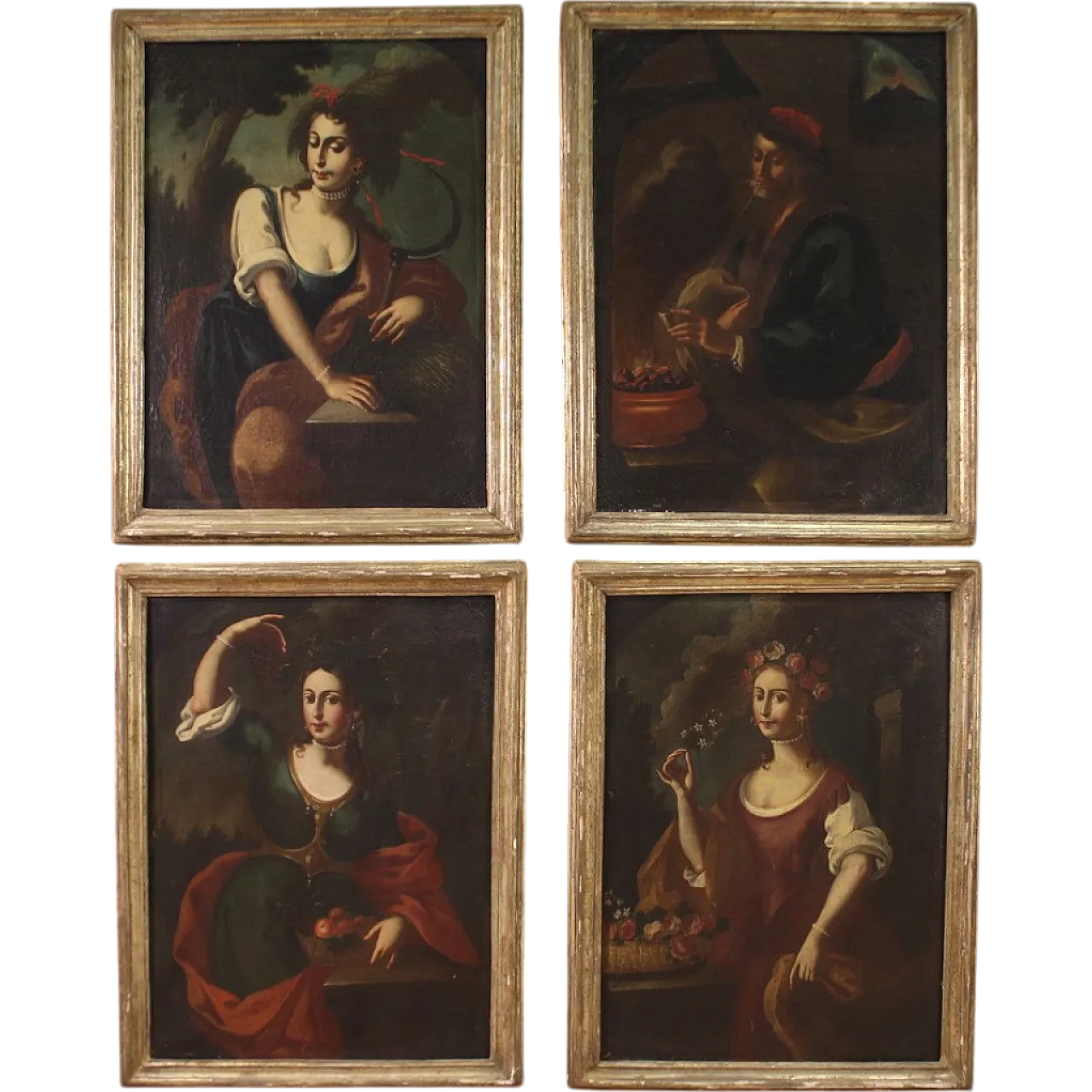 4 Allegory of the seasons, oil painting into frames, 18th century 16