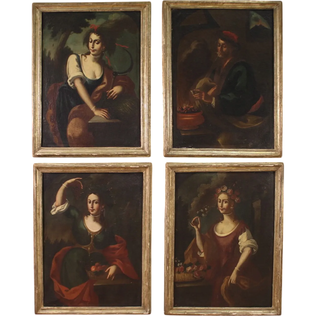 4 Allegory of the seasons, oil painting into frames, 18th century 17