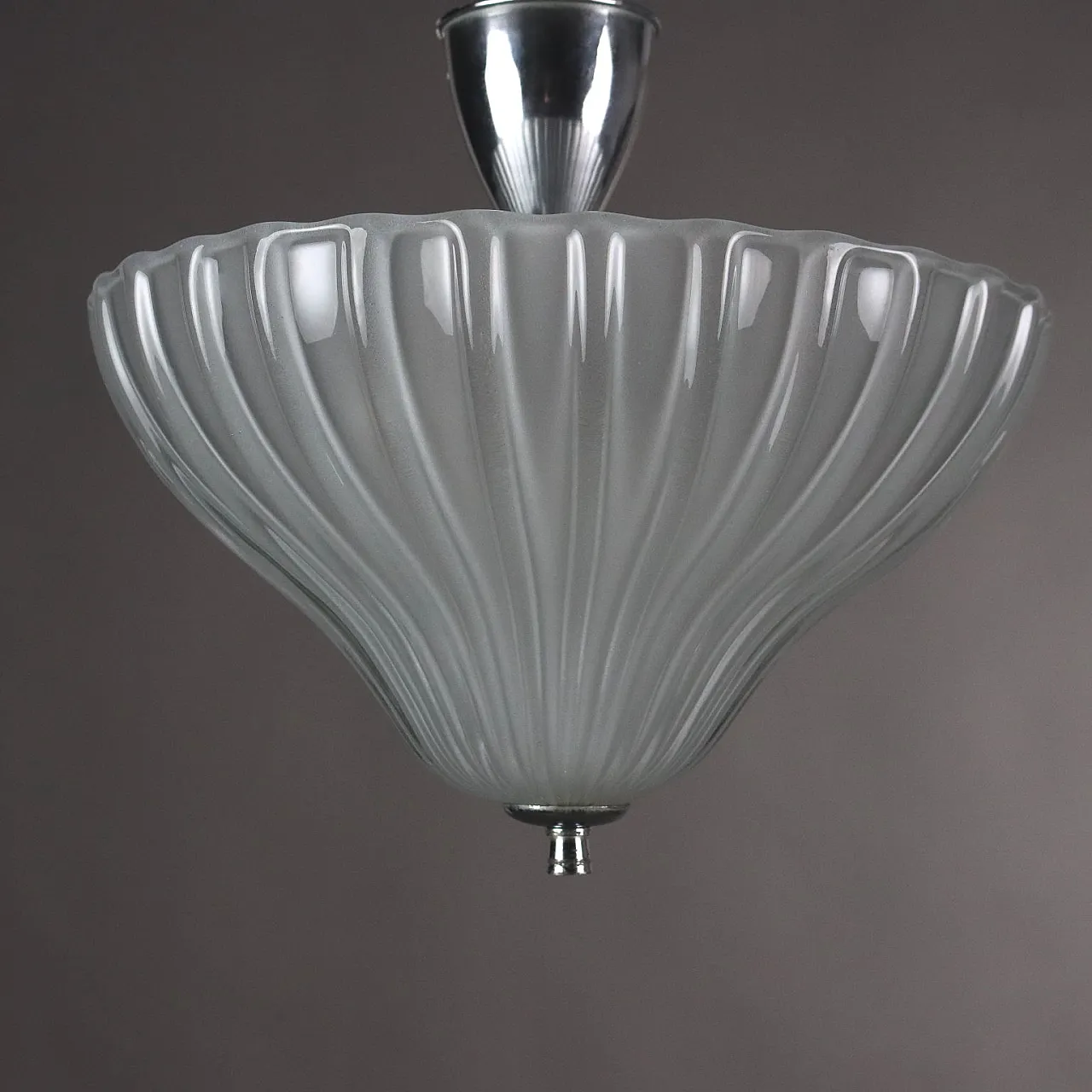 Lampada da soffitto in vetro e metallo cromato, anni '60 4