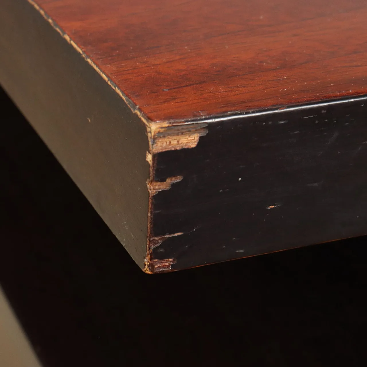 Walnut veneered wooden desk with metal legs, 1970s 4