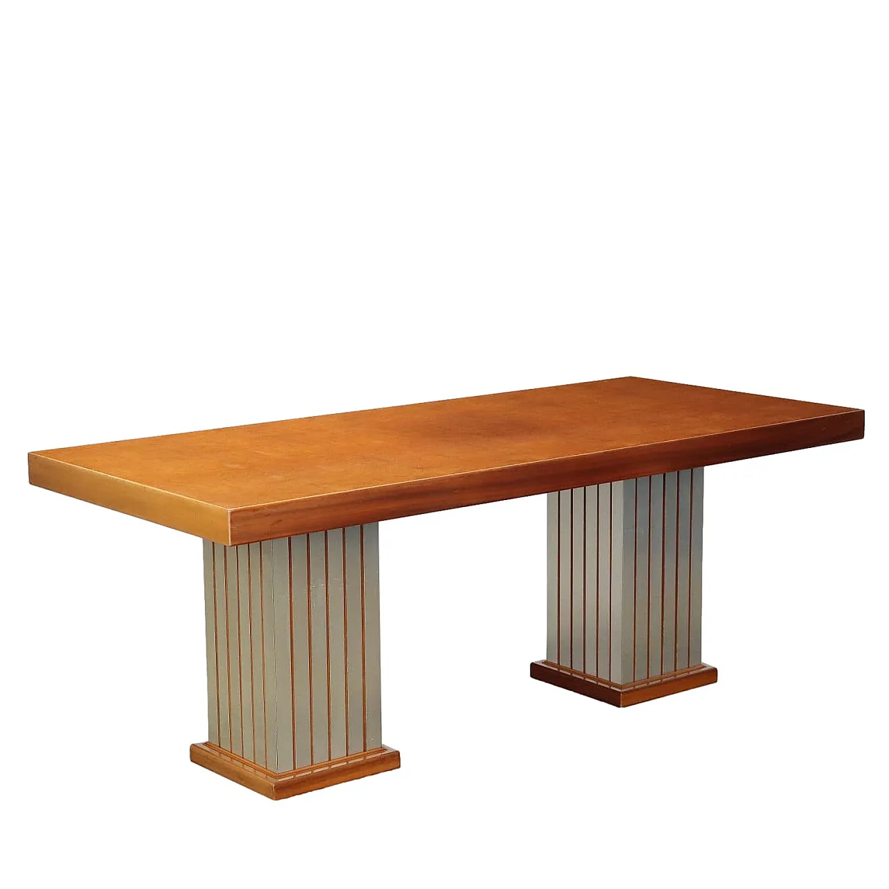 Mahogany veneer and aluminium table, late 20th century 1