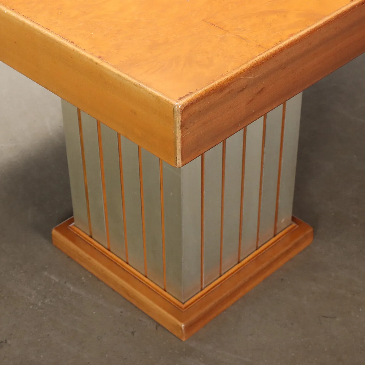 Mahogany veneer and aluminium table, late 20th century 4