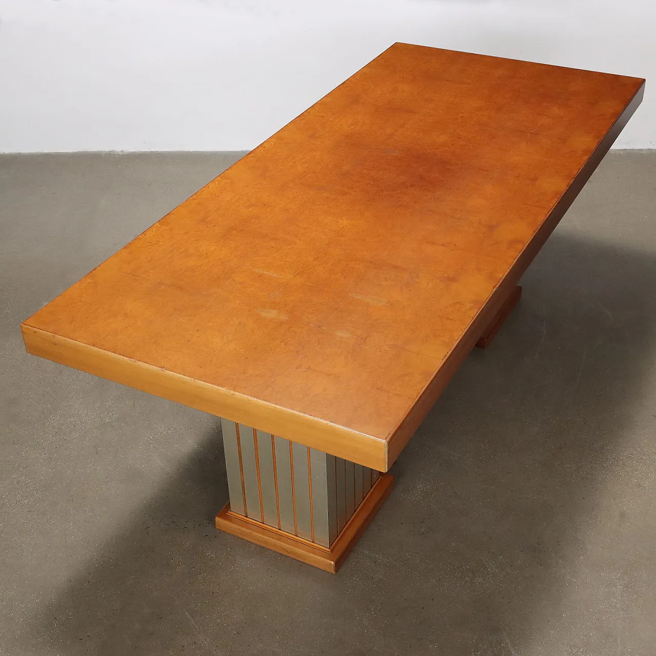 Mahogany veneer and aluminium table, late 20th century 7