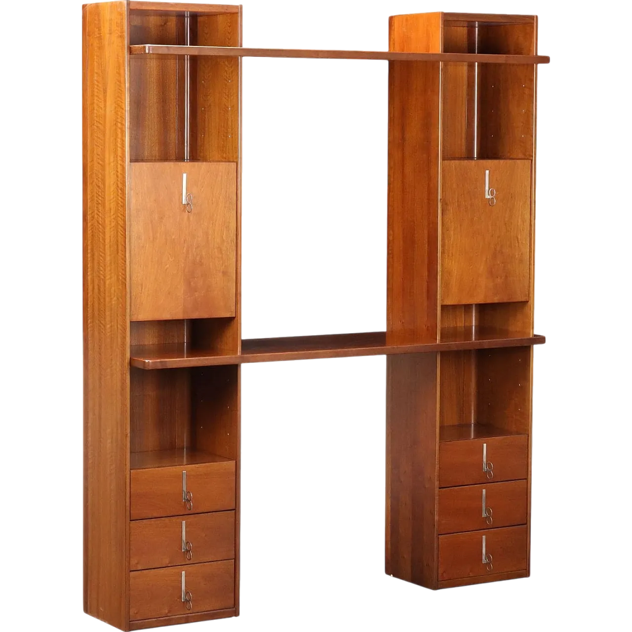 Saporiti modular Cabinet by Vittorio Introini in walnut veneer, 1970s 11