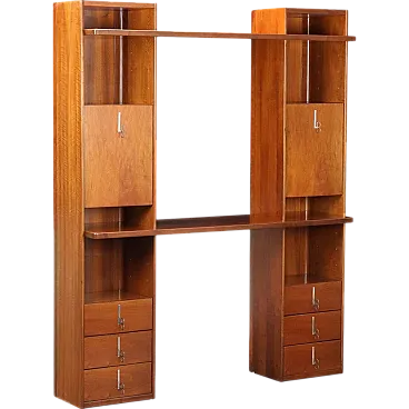 Saporiti modular Cabinet by Vittorio Introini in walnut veneer, 1970s