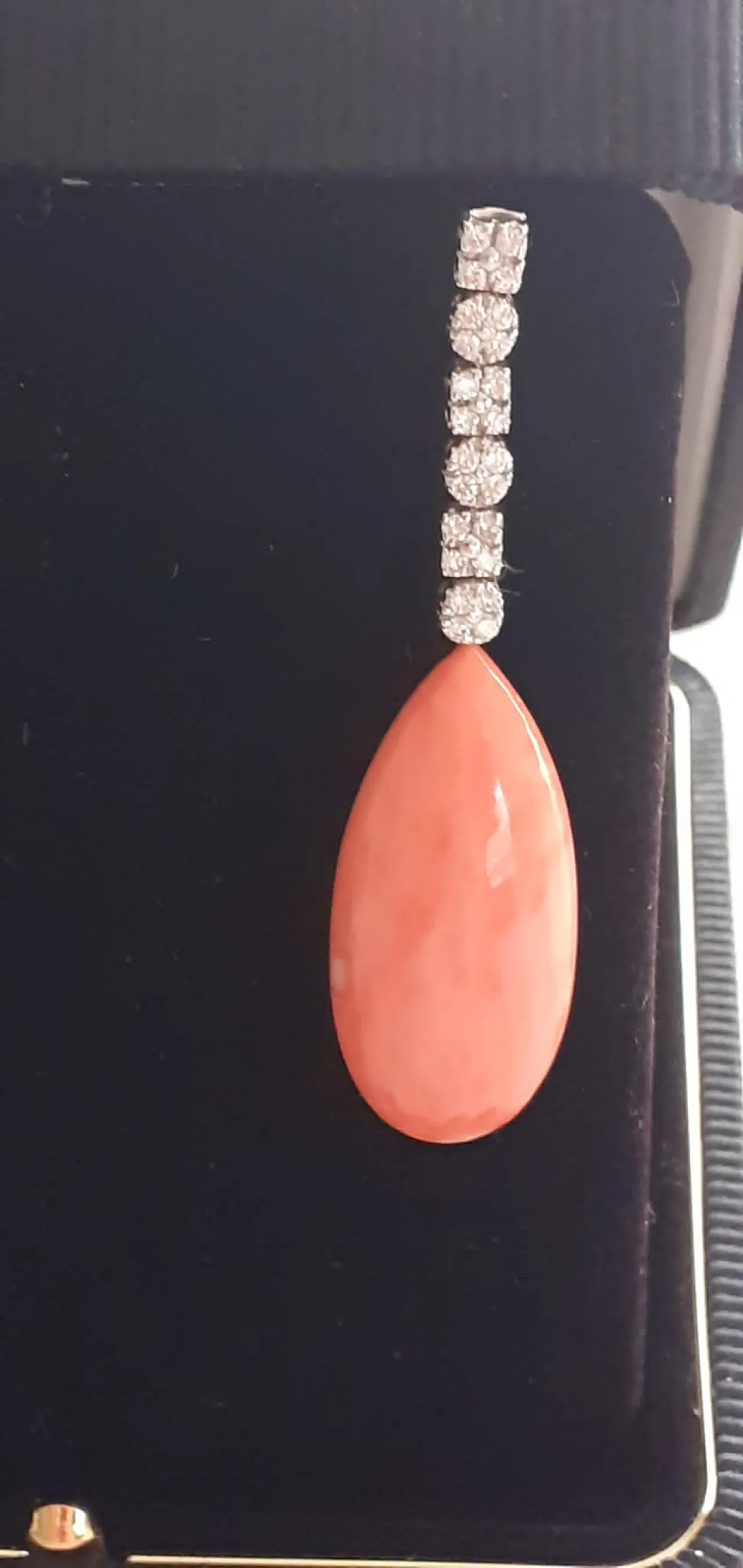 Diamond and pink coral dangle earrings 5