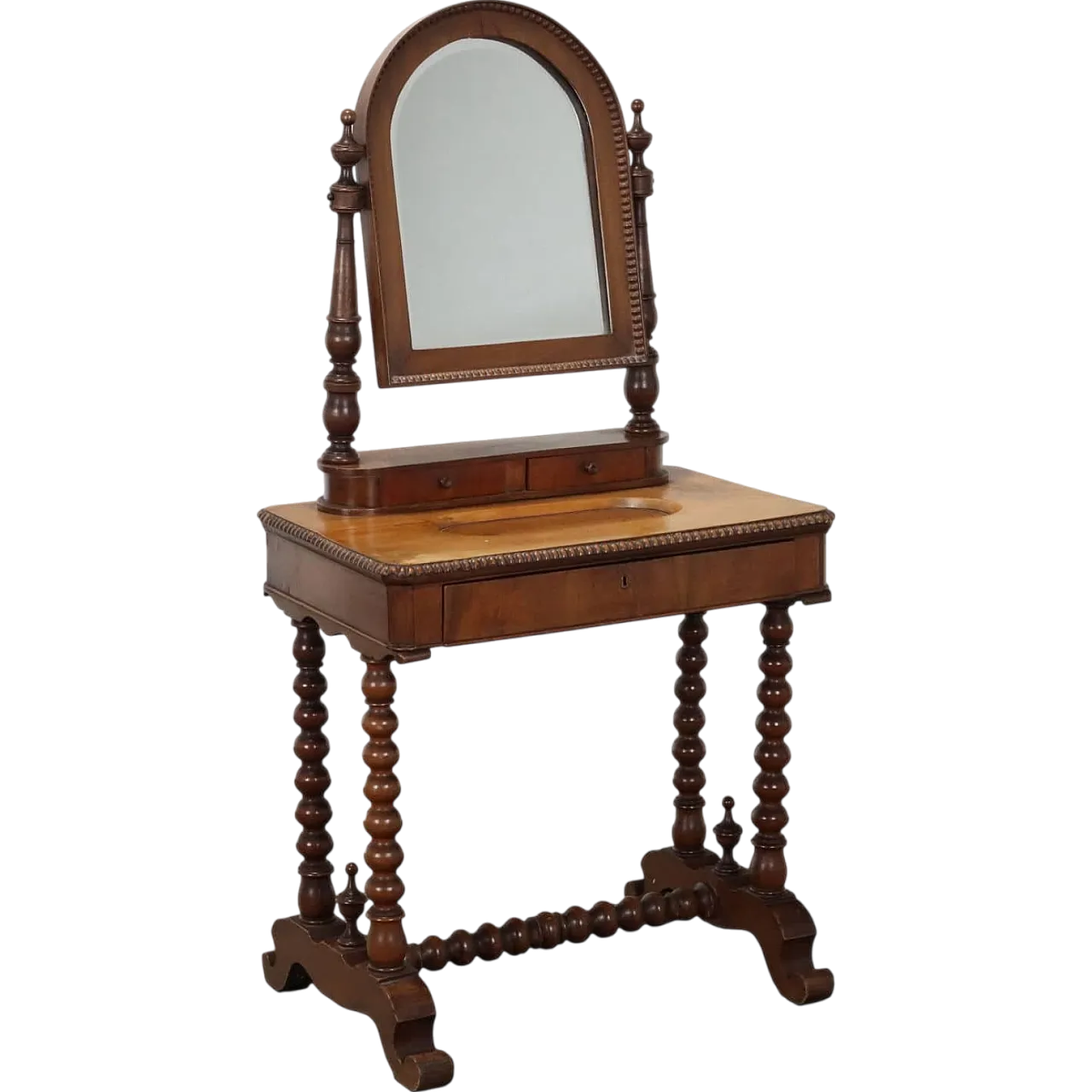 Louis Philippe Vanity Table in walnut with Drawers, 19th Century 9