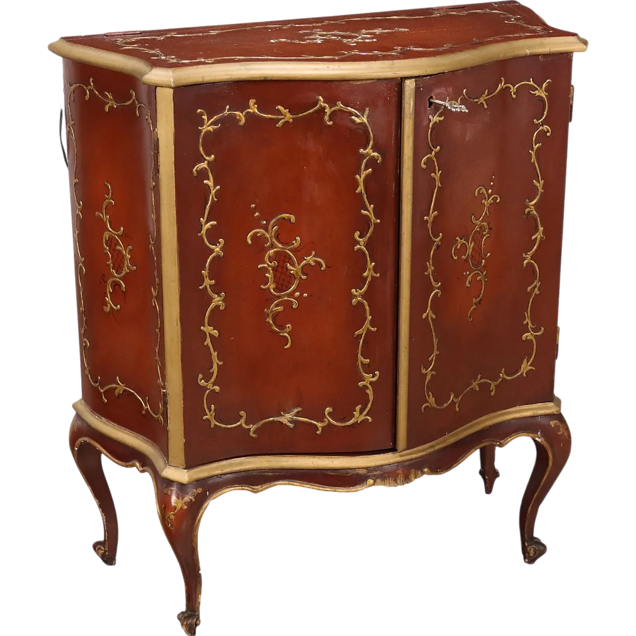 Side Bar cabinet Baroque style in lacquered & gilded wood, 20thCentury 9