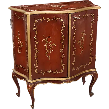 Side Bar cabinet Baroque style in lacquered & gilded wood, 20thCentury