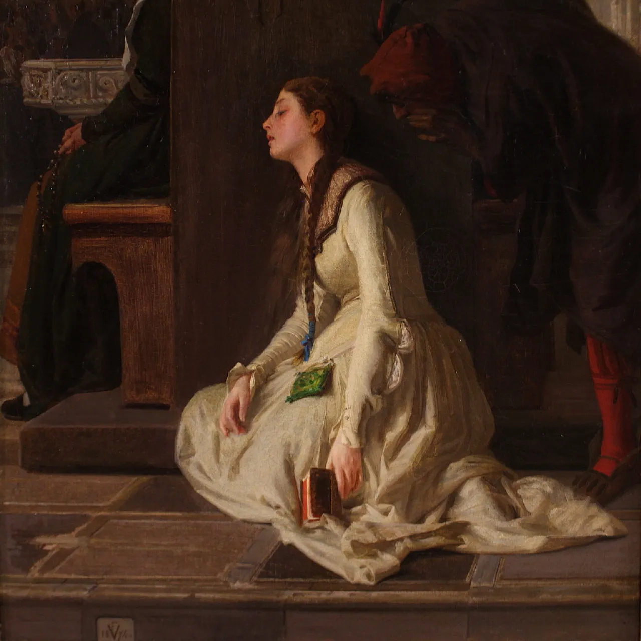 Francesco Valaperta attr.,The confession, painting signed & dated 1874 3