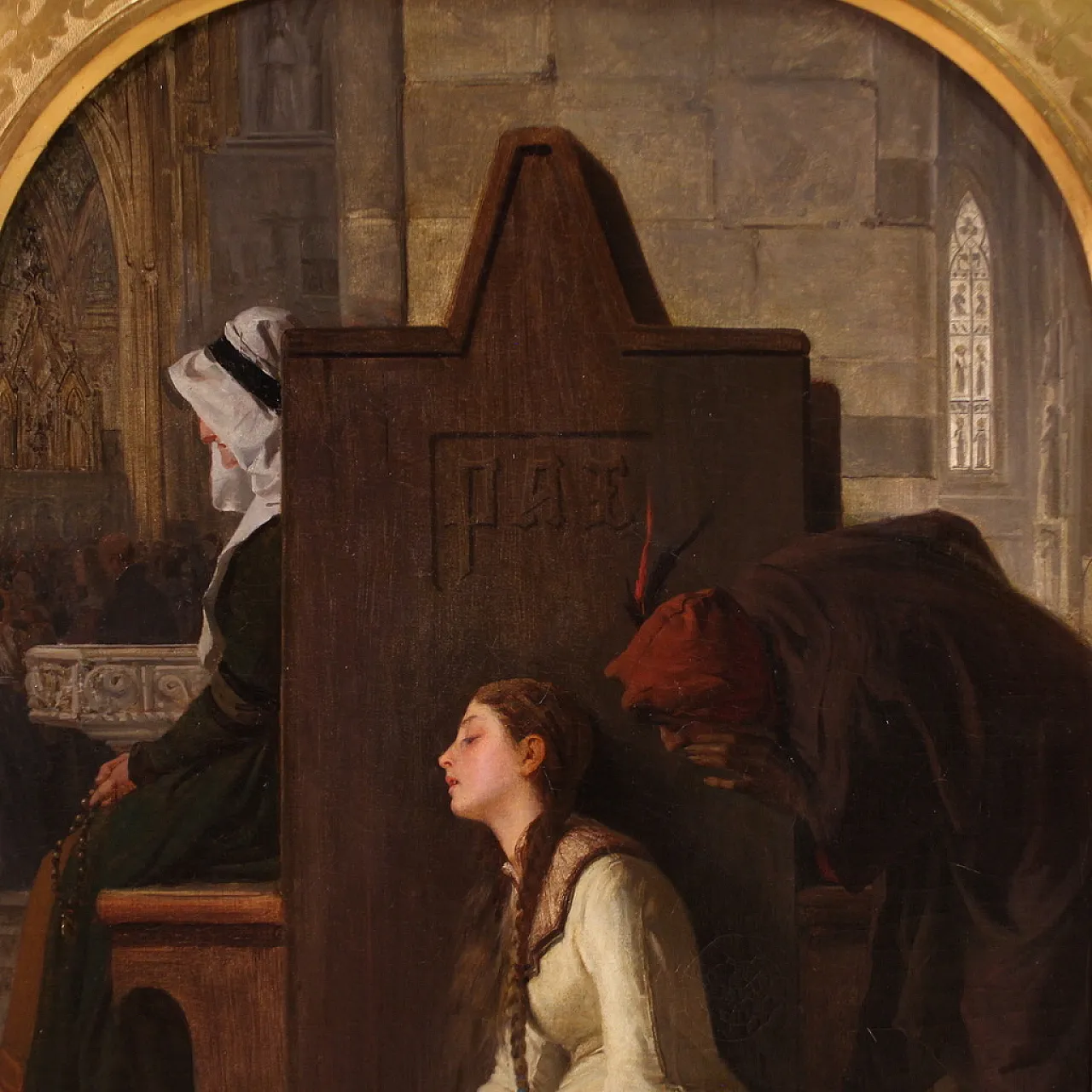 Francesco Valaperta attr.,The confession, painting signed & dated 1874 4