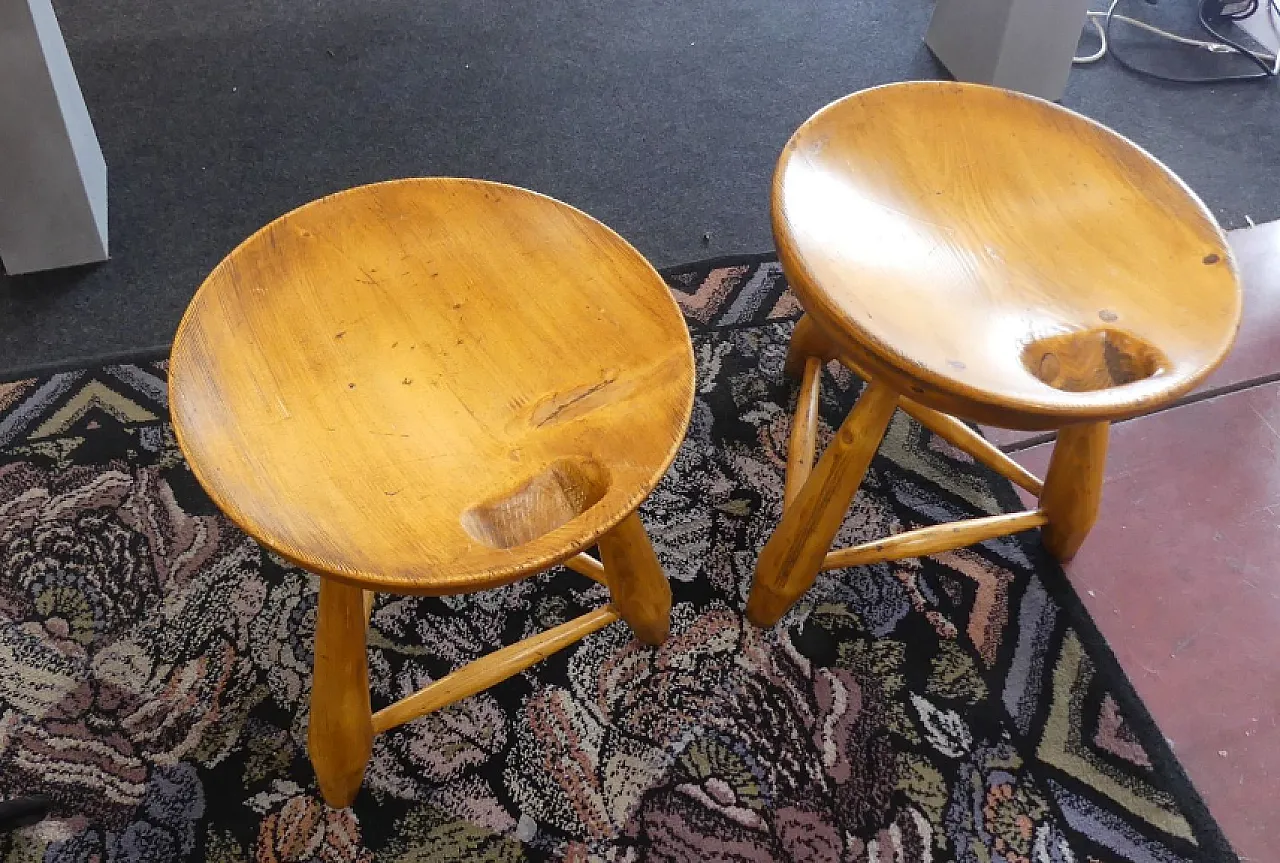 Pair of wooden Mocho stools by Sergio Rodriguez, late 20th century 1