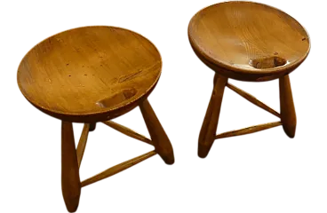 Pair of wooden Mocho stools by Sergio Rodriguez, late 20th century