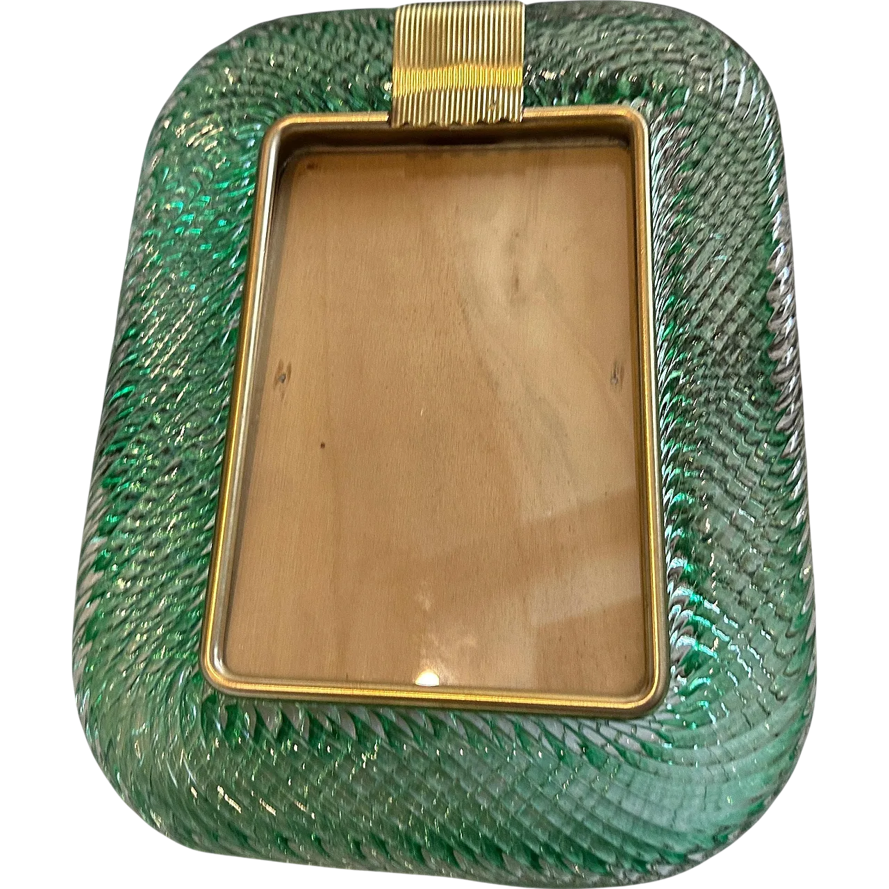 Green Murano glass and brass frame, 1990s 7