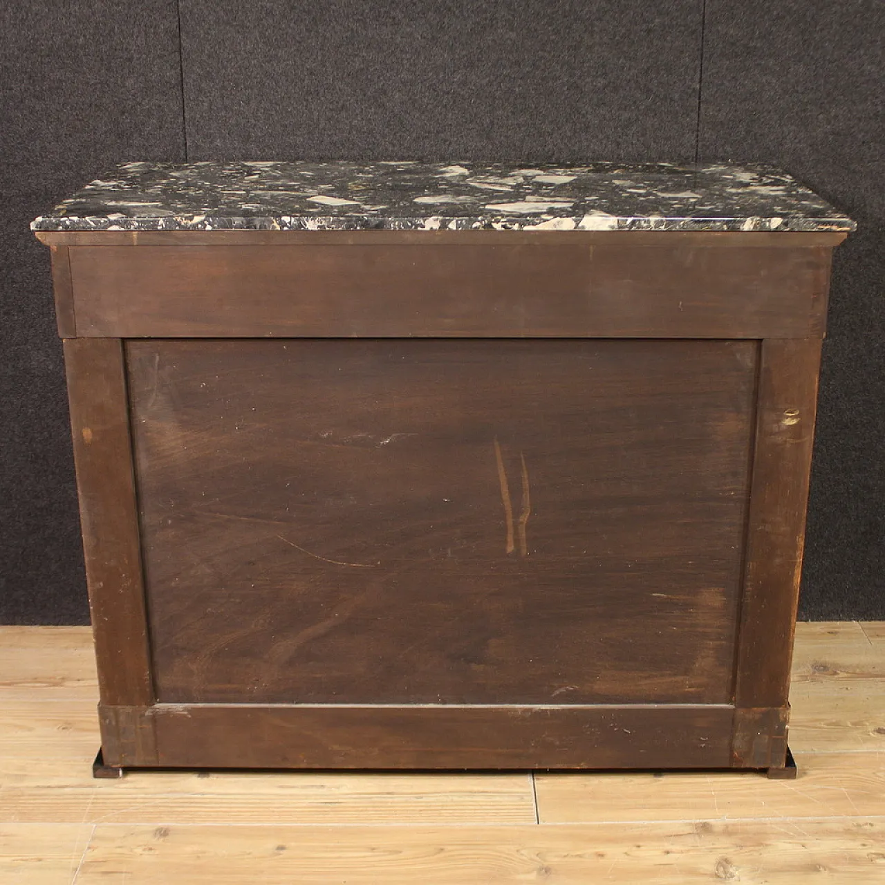 Empire style inlaid chest of drawers with marble top, 20th century 6