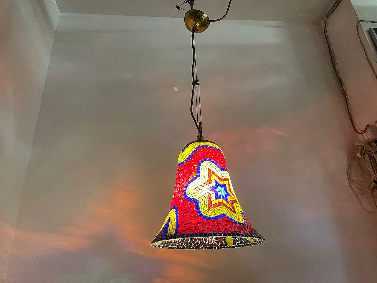 Glass Mosaic Light Pendant, 1970s 4