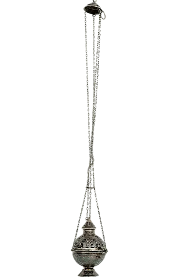 Roman thurible in chiselled silver, 19th century