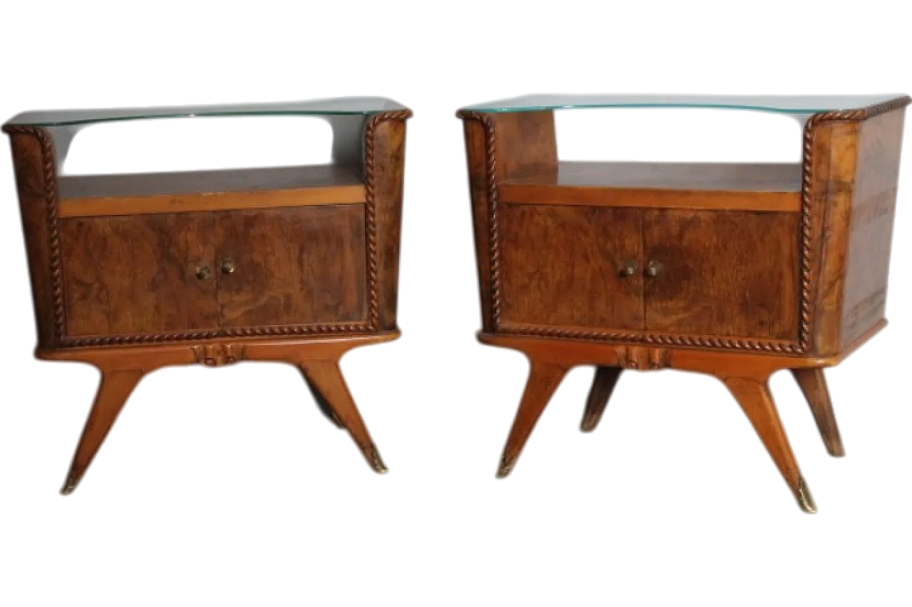 Pair of bedside tables art deco walnut, 1945 14