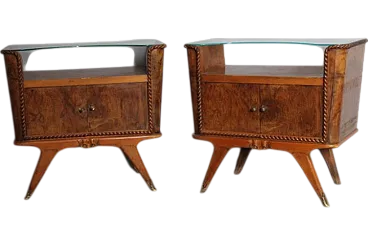 Pair of bedside tables art deco walnut, 1945